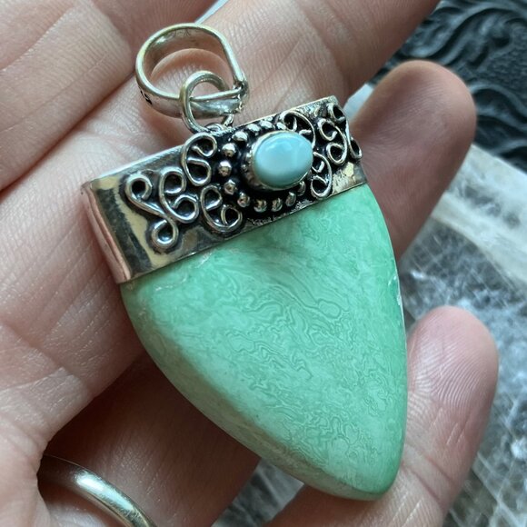 Larimar and Variscite Pendant Crystal Stone Jewelry - Picture 6 of 8